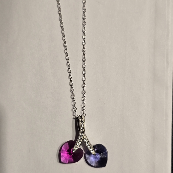 Chic Heart Pendant Necklace with Pink and Purple Accents - Picture 3 of 3